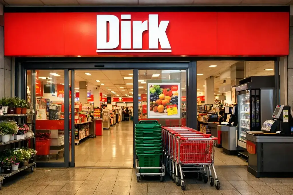 Ingang van Dirk van den Broek supermarkt in Den Helder