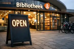 Bedrijven in Den helder Moderne bibliotheek met open ingang in Den Helder