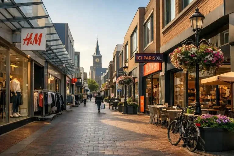 Gezellige winkelstraat met winkels en terras in Den Helder